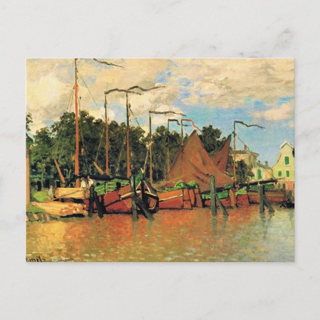 Postal Claude Monet, Barcos en Zaandam, (Anverso)