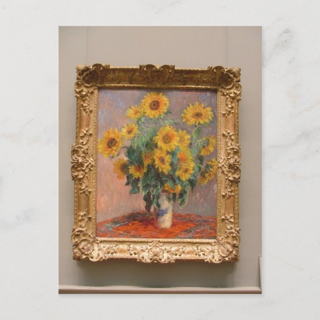 Postal Claude Monet Bouquet de Sunflowers 1908 Technique (Anverso)