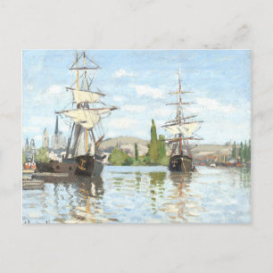 Postal Claude Monet. Buques montando en el Sena en Ruán