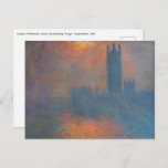 Postal Claude Monet - Cámaras del Parlamento Londres<br><div class="desc">Casas del Parlamento,  Londres,  Sun Breaking Through / Londres,  le Parlement,  Trouée de soleil dans le brouillard por Claude Monet en 1904</div>