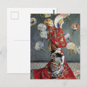 Postal Claude Monet Camille con kimono rojo japonés Arte