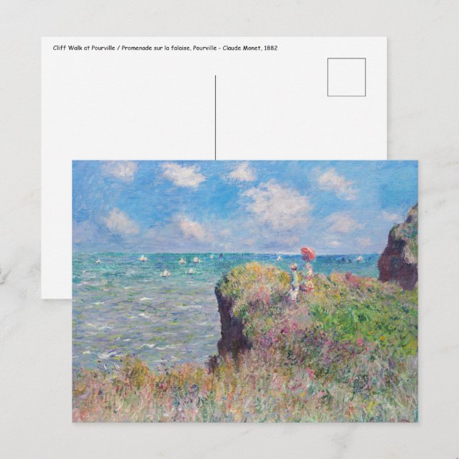 Postal Claude Monet - Camino acantilado en Pourville (Anverso / Reverso)