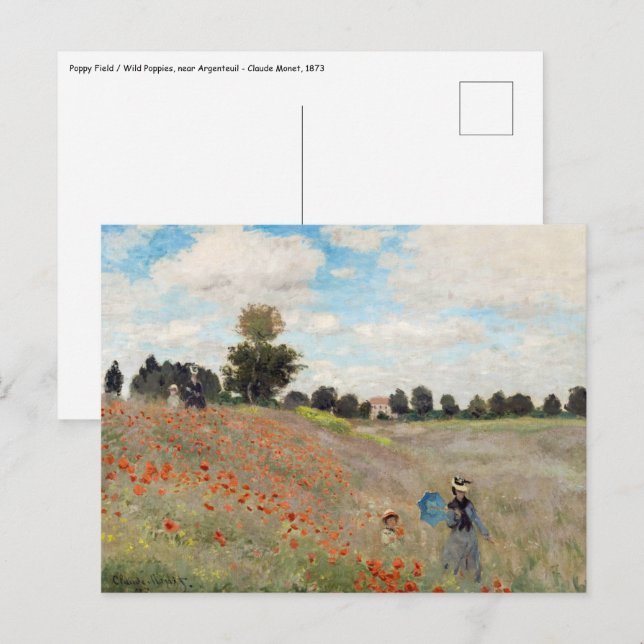 Postal Claude Monet - Campo de amapolas (Anverso / Reverso)