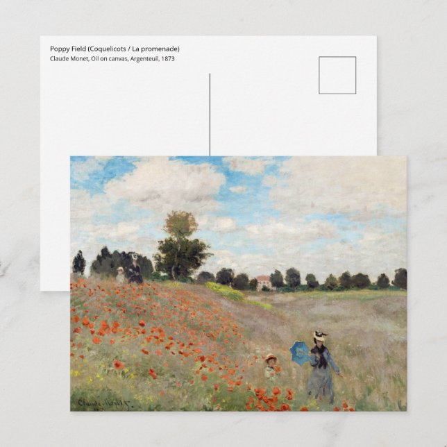 Postal Claude Monet - Campo de amapolas (Anverso / Reverso)