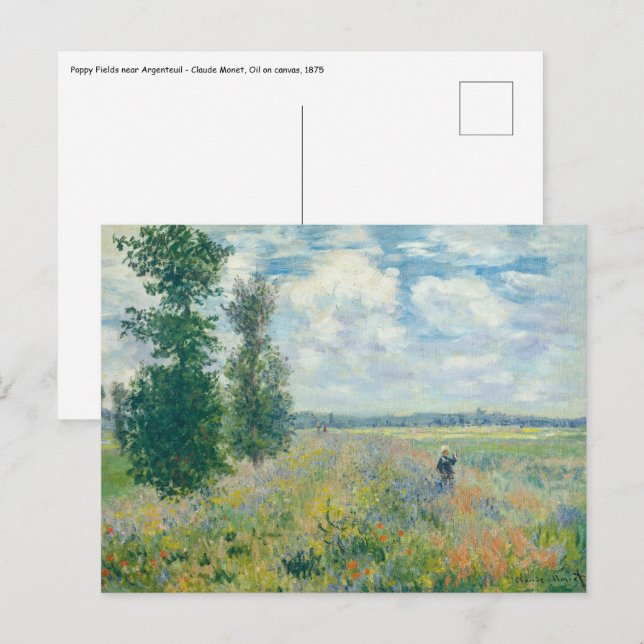Postal Claude Monet - Campos de amapola cerca de Argenteu (Anverso / Reverso)