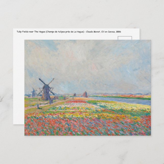 Postal Claude Monet - Campos de Tulipanes cerca de La Hay (Anverso / Reverso)