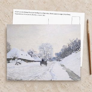 Postal Claude Monet - Carro en el camino nevado en Honfle