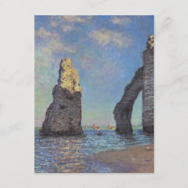Postal Claude Monet Cliffs at Etretat Impresionist Paint (Anverso)