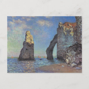 Postal Claude Monet Cliffs at Etretat Impresionist Paint
