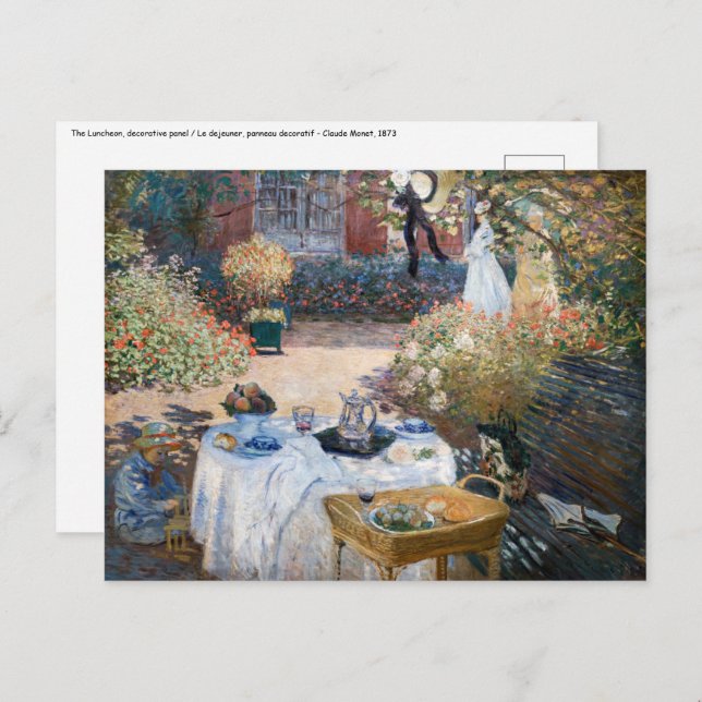Postal Claude Monet - El almuerzo, el panel decorativo (Anverso / Reverso)