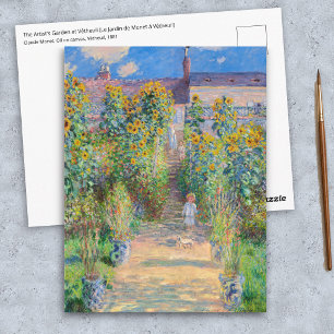 Postal Claude Monet - El jardín del artista en Vetheuil