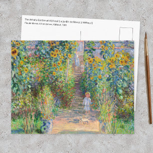 Postal Claude Monet - El jardín del artista en Vetheuil