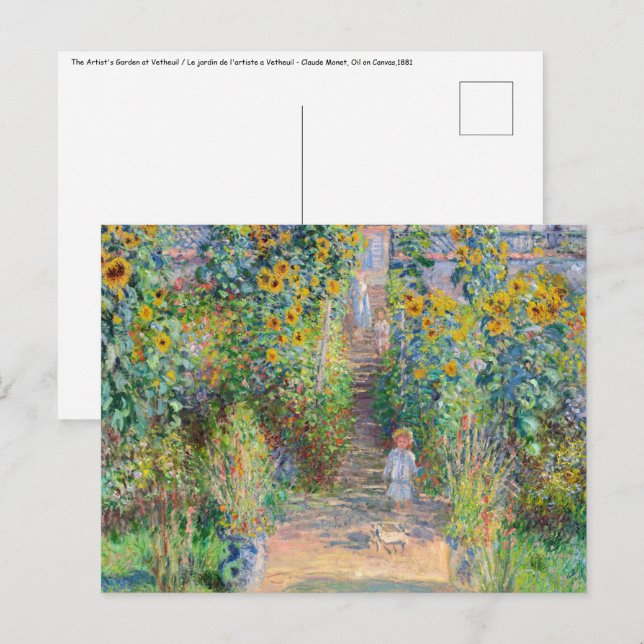Postal Claude Monet - El jardín del artista en Vetheuil (Anverso / Reverso)