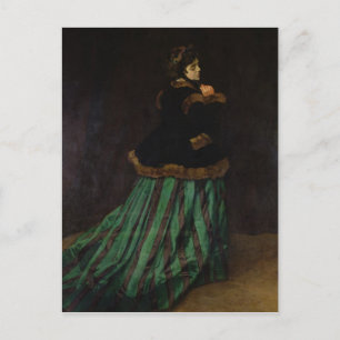 Postal Claude Monet el la mujer en el vestido verde,