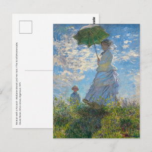 Postal Claude Monet - El Paseo, Mujer con un Paraguas