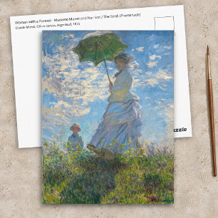 Postal Claude Monet - El Paseo, Mujer con un Paraguas
