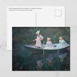 Postal Claude Monet - En el barco Norvegienne en Giverny
