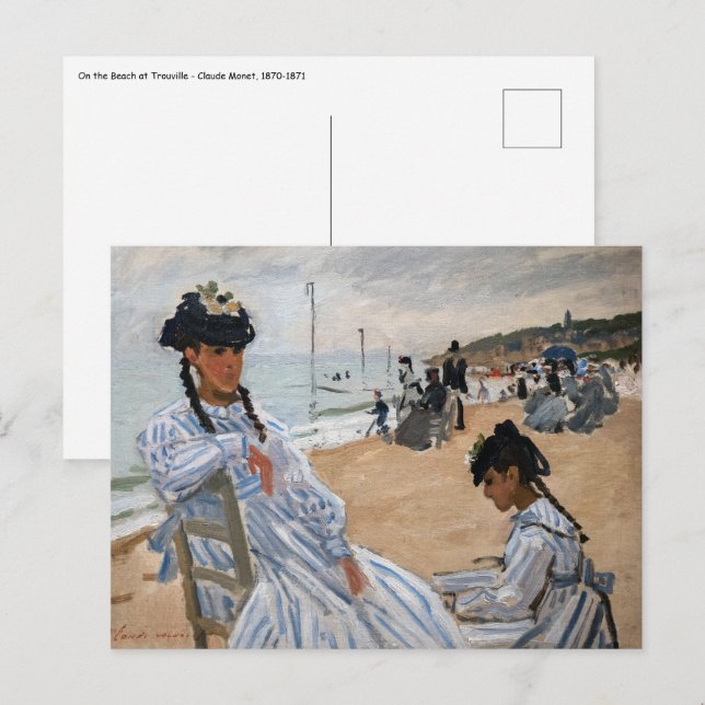 Postal Claude Monet - En la playa de Trouville (Anverso / Reverso)