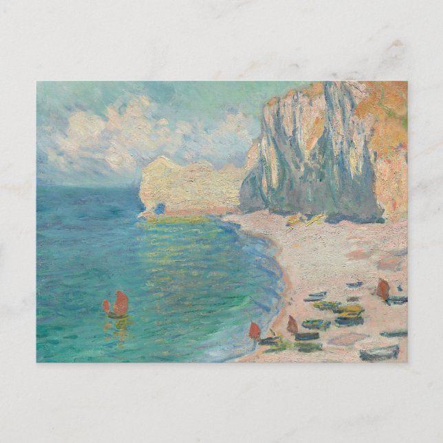 Postal Claude Monet - Etretat - La playa y Falaise (Anverso)