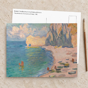 Postal Claude Monet - Etretat: Playa y Falaise d'Amont
