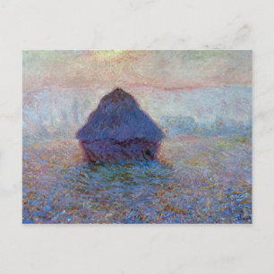 Postal Claude Monet Grainstack, el sol en la niebla