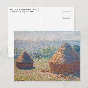 Postal Claude Monet - Haystacks, fin de verano