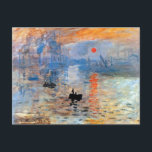 Postal Claude Monet Impresión Amanecer Póster Lienzo Prin<br><div class="desc">Óleo sobre lienzo de 1872. Cuando se exhibió por primera vez en 1874, el crítico de arte Louis Leroy utilizó despectivamente el término "Impresionista", a partir del título de esta pintura, para describir las obras de Monet. Este término fue rápidamente adoptado por lo que pronto se conocería como los pintores...</div>