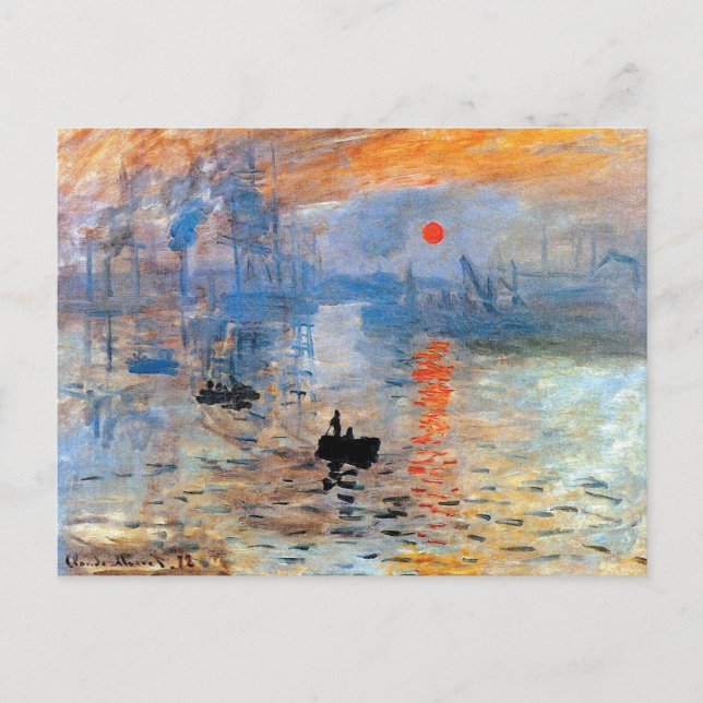 Postal Claude Monet Impresión Amanecer Póster Lienzo Prin (Anverso)