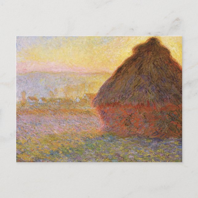 Postal Claude Monet Impresionista pintura Graystaks I (Anverso)