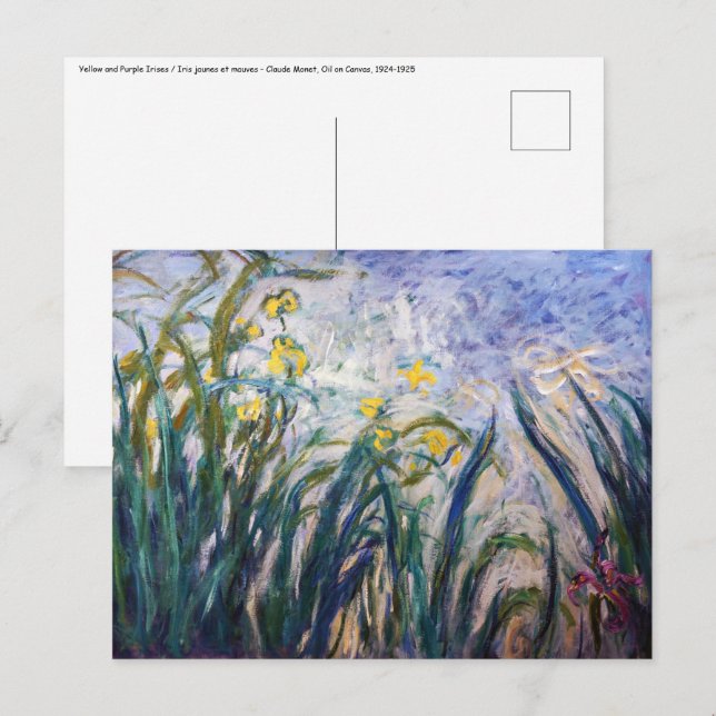 Postal Claude Monet - Irlandeses amarillos y morados (Anverso / Reverso)