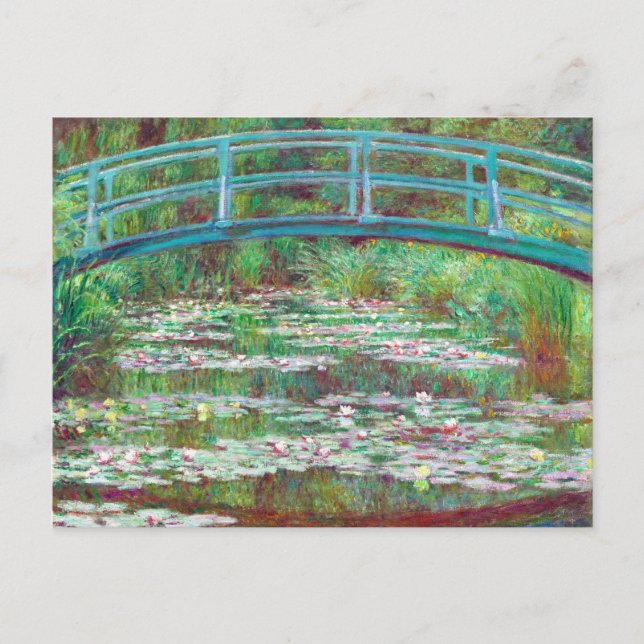 Postal Claude Monet japonés Footbridge Color restaurado (Anverso)