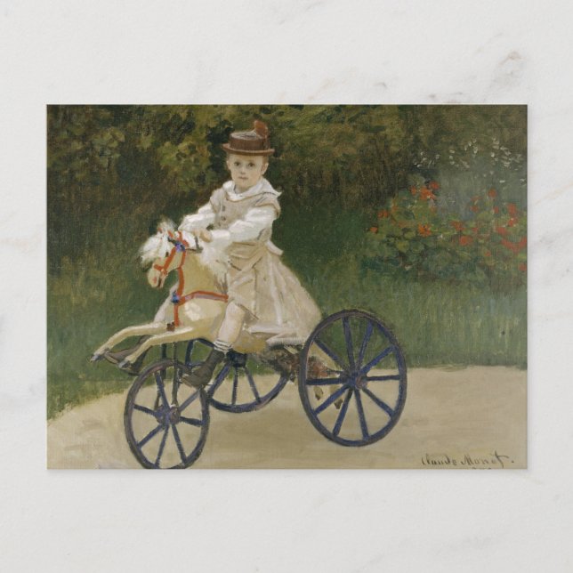 Postal Claude Monet - Jean Monet en su caballo de hobby (Anverso)