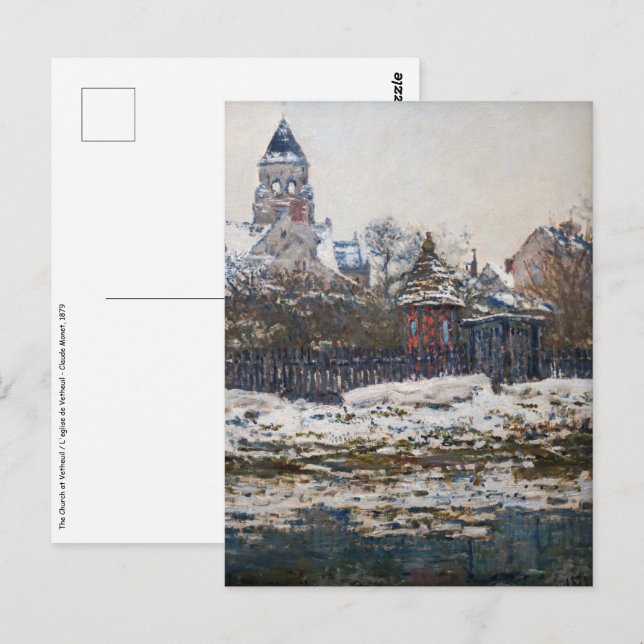 Postal Claude Monet - La Iglesia en Vetheuil (Anverso / Reverso)