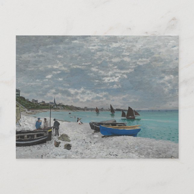 Postal Claude Monet - La playa de Sainte-Adresse (Anverso)