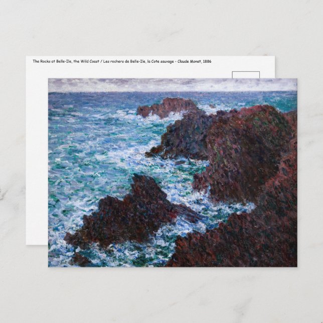 Postal Claude Monet - Las rocas en Belle-Ile, Costa Salva (Anverso / Reverso)