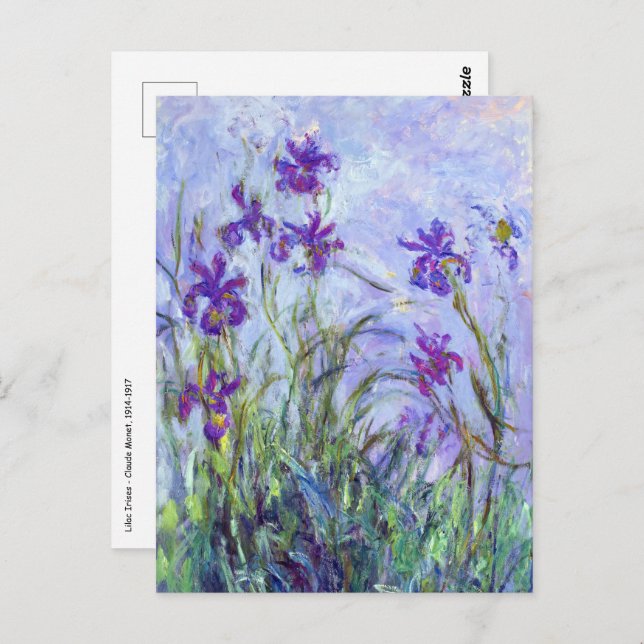 Postal Claude Monet - Lilac Irises / Iris Mauves (Anverso / Reverso)