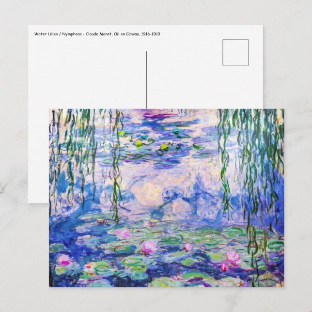 Postal Claude Monet - Lilies de agua / Nympheas 1919 (Anverso / Reverso)