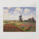 Postal Claude Monet | Molino de viento Tulip Fields Rijns<br><div class="desc">Campos de Tulipanes con el molino de viento de Rijnsburg,  1886 | por Claude Monet | Ubicación del arte: Musee d'Orsay,  París,  Francia | Artista francés | Número de colección de imágenes: XIR37019</div>