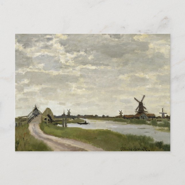 Postal Claude Monet - Molinos de viento cerca de Zaandam (Anverso)