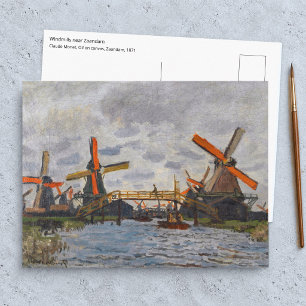 Postal Claude Monet - Molinos de viento cerca de Zaandam