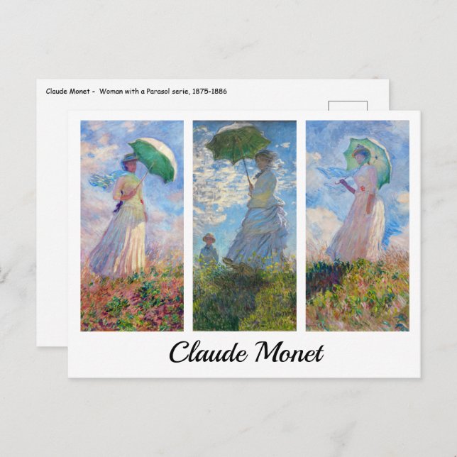 Postal Claude Monet - Mujer con asador (Anverso / Reverso)