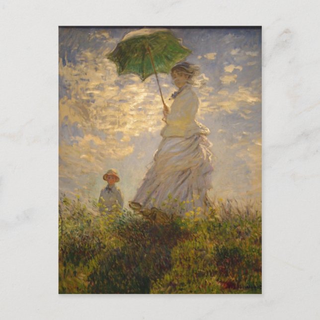Postal Claude Monet: Mujer con Parasol, 1875. Nacional (Anverso)