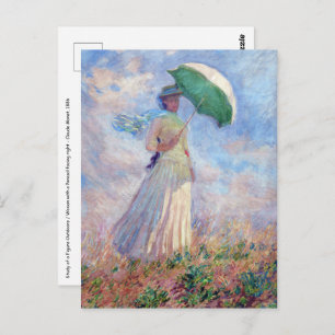 Postal Claude Monet - Mujer con Parasol a la derecha