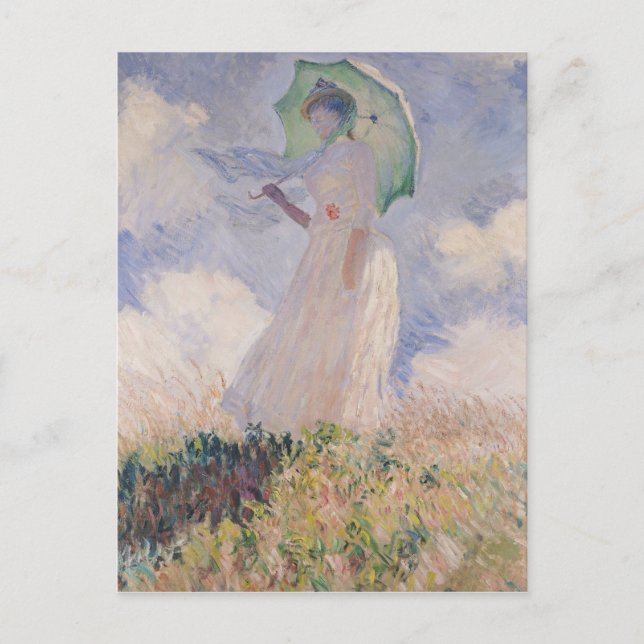 Postal Claude Monet | Mujer con Parasol a la izquierda (Anverso)