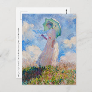 Postal Claude Monet - Mujer con Parasol a la izquierda