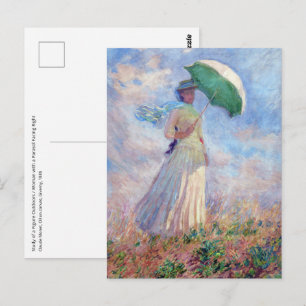 Postal Claude Monet - Mujer con un parasol mirando a la d