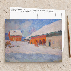 Postal Claude Monet - Noruega, Casas rojas en Bjornegaard