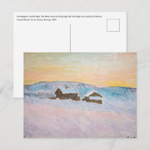 Postal Claude Monet - Paisaje de Noruega, Casas Azules