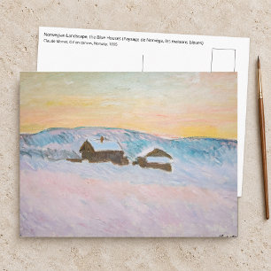 Postal Claude Monet - Paisaje de Noruega, Casas Azules