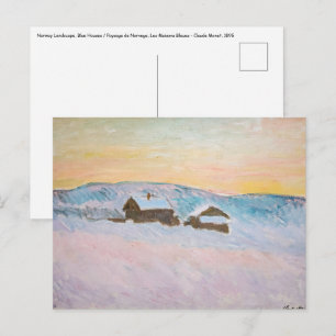 Postal Claude Monet - Paisaje de Noruega, Casas Azules